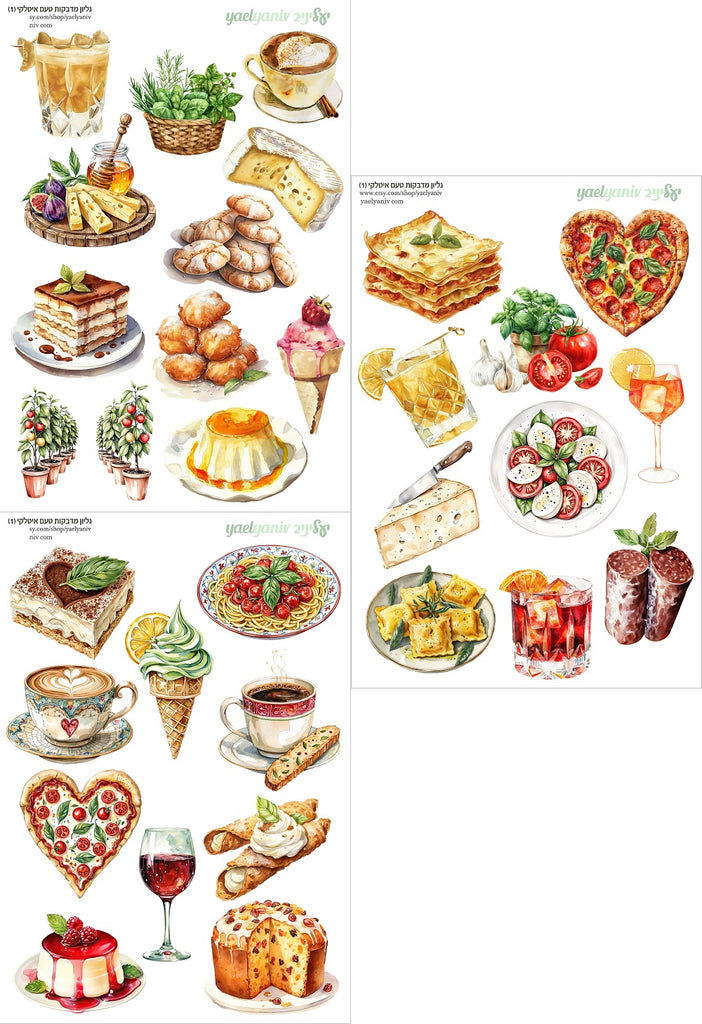 מארז מדבקות טעם איטלקי - רקע לבן