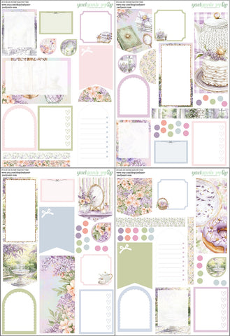 מארז מדבקות מסיבת תה אביבית- רקע לבן