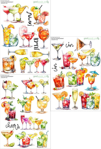 מארז מדבקות קוקטיילים - רקע לבן