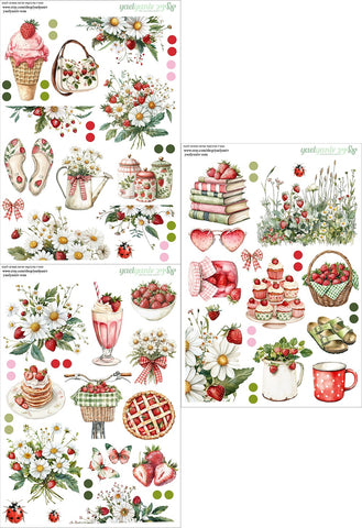 מארז מדבקות שדות תותים לנצח- רקע לבן