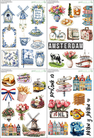 מארז מדבקות חופשה בהולנד - רקע לבן