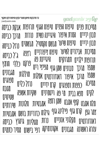 גליון מדבקות מוצרי נקיון- שחור על שקוף