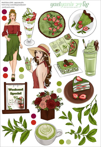 MATCHA LOVE גליון מדבקות
