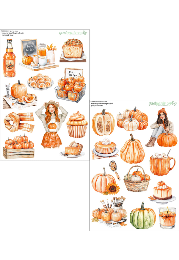 רקע לבן -PUMPKIN SPICE מארז מדבקות