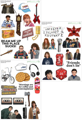 רקע לבן -STRANGER THINGS מארז מדבקות