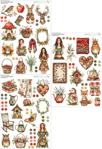 מארז מדבקות סתיו ביער- רקע לבן