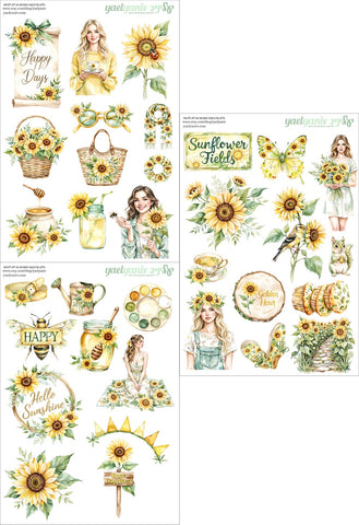 מארז מדבקות חמניות או לא להיות- רקע לבן