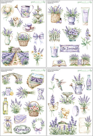 מארז מדבקות פריחת הלבנדר בפרובנס- רקע לבן