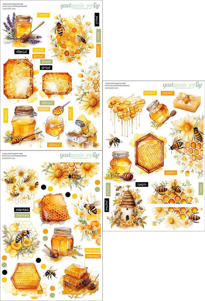 מארז מדבקות חגיגה בכוורת - רקע לבן