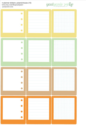 גליון מדבקות לפלאנר/יומן - מסגרות פולארויד (10) למשימות
