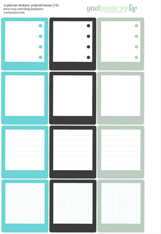 גליון מדבקות לפלאנר/יומן - מסגרות פולארויד (13) למשימות