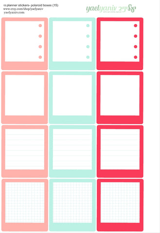 גליון מדבקות לפלאנר/יומן - מסגרות פולארויד (15) למשימות