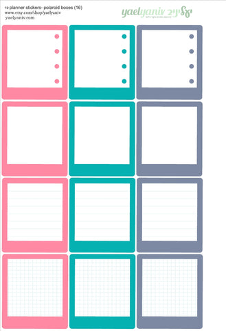גליון מדבקות לפלאנר/יומן - מסגרות פולארויד (16) למשימות