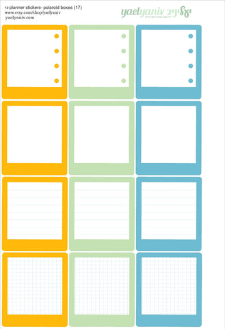 גליון מדבקות לפלאנר/יומן - מסגרות פולארויד (17) למשימות