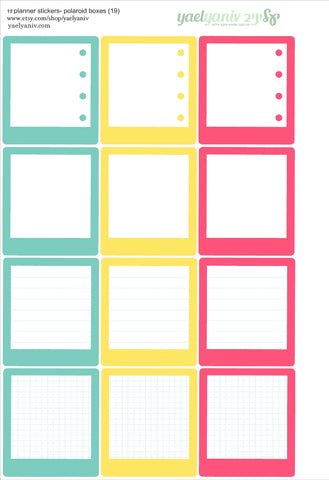 גליון מדבקות לפלאנר/יומן - מסגרות פולארויד (19) למשימות