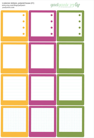 גליון מדבקות לפלאנר/יומן - מסגרות פולארויד (21) למשימות
