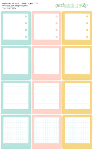 גליון מדבקות לפלאנר/יומן - מסגרות פולארויד (22) למשימות