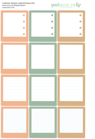 גליון מדבקות לפלאנר/יומן - מסגרות פולארויד (23) למשימות