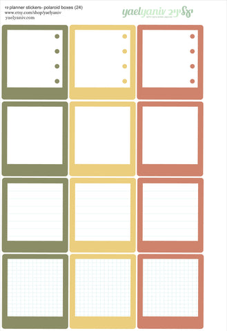 גליון מדבקות לפלאנר/יומן - מסגרות פולארויד (24) למשימות
