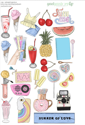 גליון מדבקות לפלאנר/יומן - קיץ 2