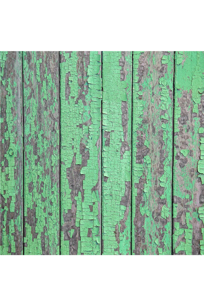 רקע לצילום על מגנט מרובע (394) - משטח קורות עץ בצבע ירוק מתקלף