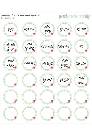 גליונות מדבקות עגולות קונדיטוריה- מסגרת תחרה עם ורד על רקע לבן