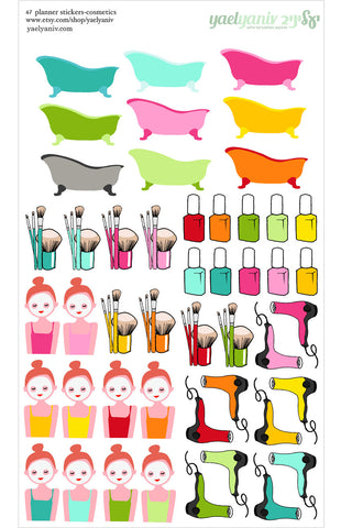 גליון מדבקות לפלאנר/יומן - קוסמטיקה