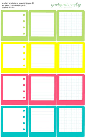 גליון מדבקות לפלאנר/יומן - מסגרות פולארויד (9) למשימות