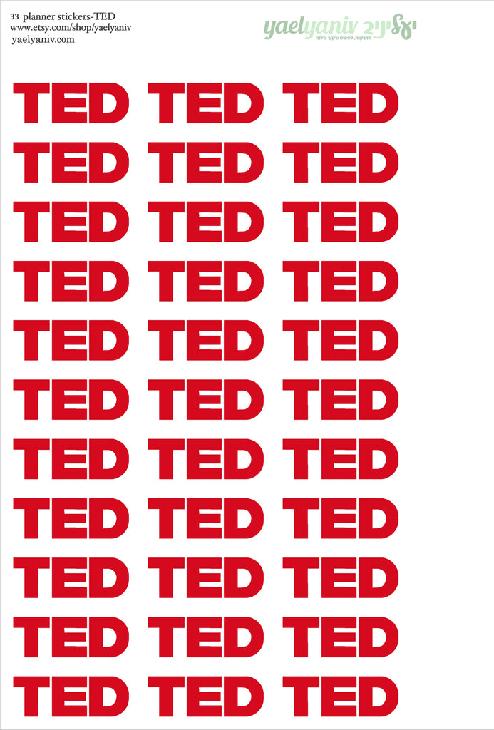 גליון מדבקות לפלאנר/יומן - הרצאות TED