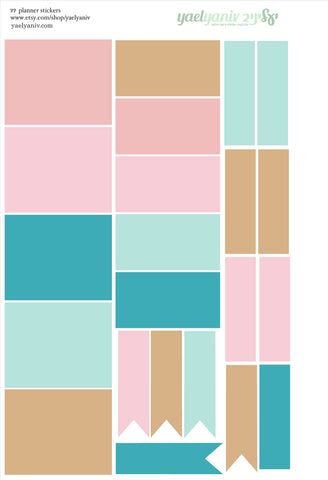 גליון מדבקות לפלאנר/יומן - מלבנים שקופים גווני מארז קפה2