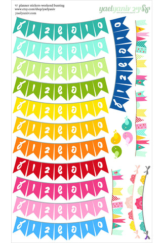 גליון מדבקות לפלאנר/יומן -דגלוני סופשבוע